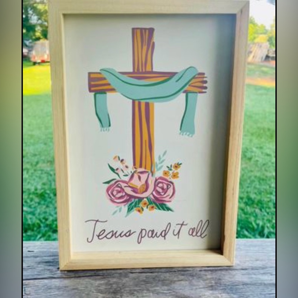 *Jesus Paid It All Inset Box Sign - Picture 4 of 10